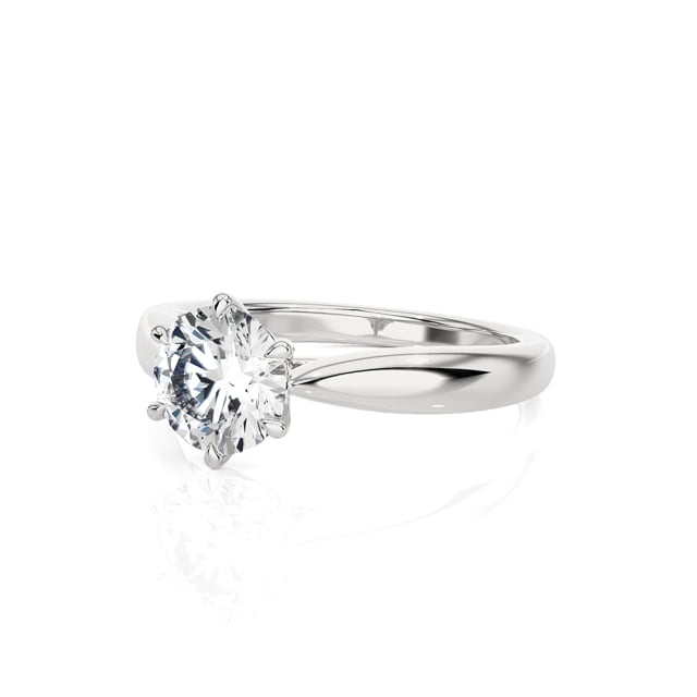 1.00 carat solitaire ring in white gold with round lab grown diamond