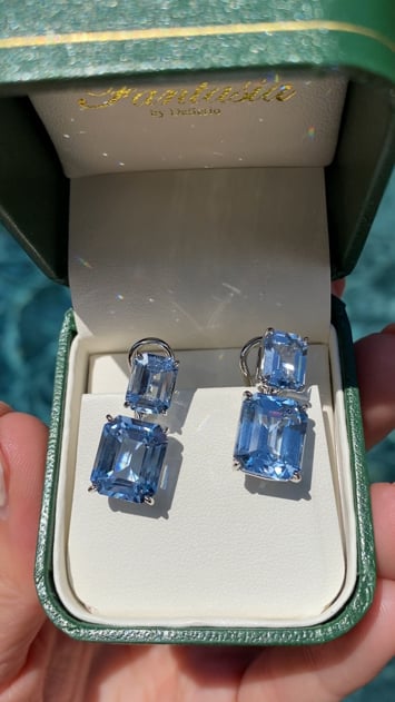 Double Emerald-Cut  Aquamarine Drop Earrings (19 TCW)