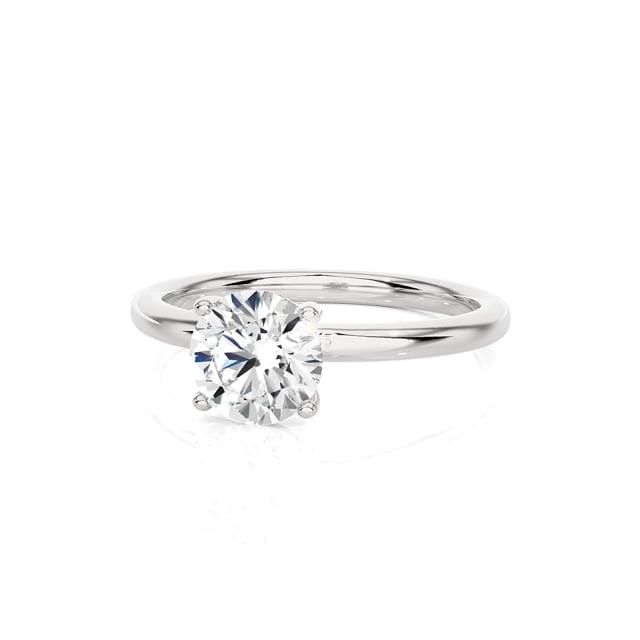 1.00 carat solitaire ring in white gold with round lab grown diamond
