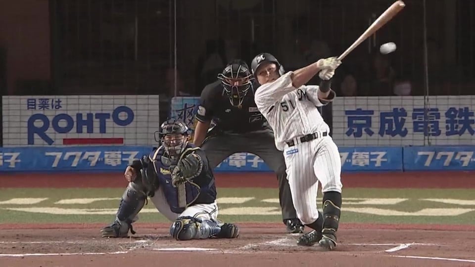 【3回裏】勝負強さが光る!! マリーンズ・山口航輝 2打席連続のタイムリーヒット!!  2023年10月6日 千葉ロッテマリーンズ 対 オリックス・バファローズ