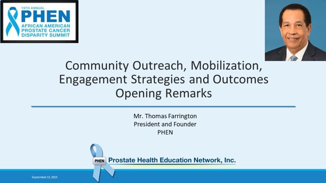 Community Outreach, Mobilization, Engagement Strategies and Outcomes Opening Remarks