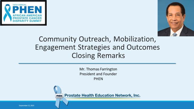 Community Outreach, Mobilization, Engagement Strategies and Outcomes Closing Remarks