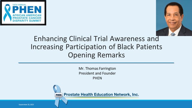 Enhancing Clinical Trial Awareness and Increasing Participation of Black Patients Opening Remarks