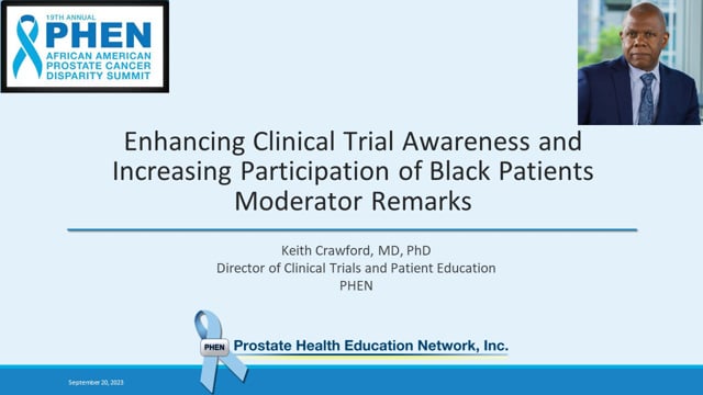 Enhancing Clinical Trial Awareness and Increasing Participation of Black Patients Moderator Remarks