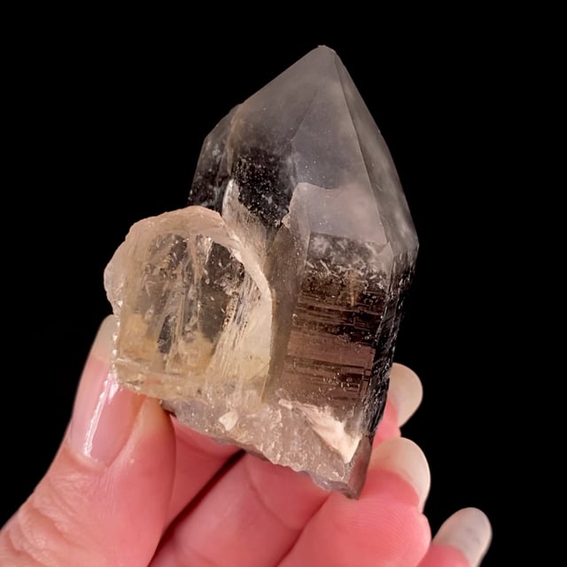 Topaz (doubly-terminated GEM crystal) on Smoky Quartz  Klein Spitzkopje  granite stock, Spitzkopje Area, Karibib, Erongo Region, Namibia
