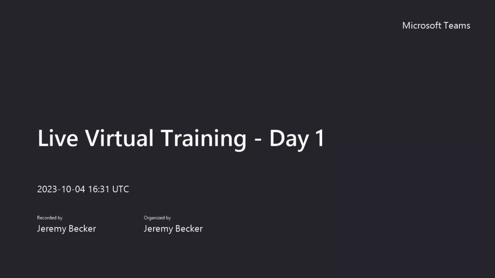 Live Virtual Training - Day 1-20231004_123126-Meeting Recording on Vimeo