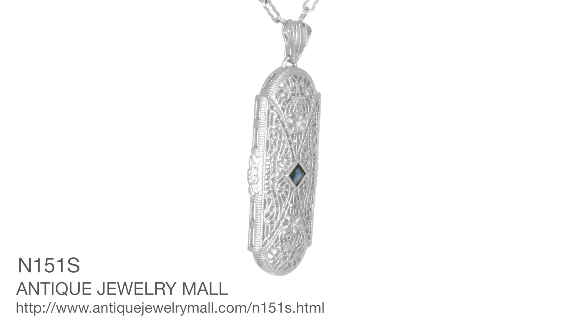 Art Deco Square Sapphire and Diamonds Floral Filigree