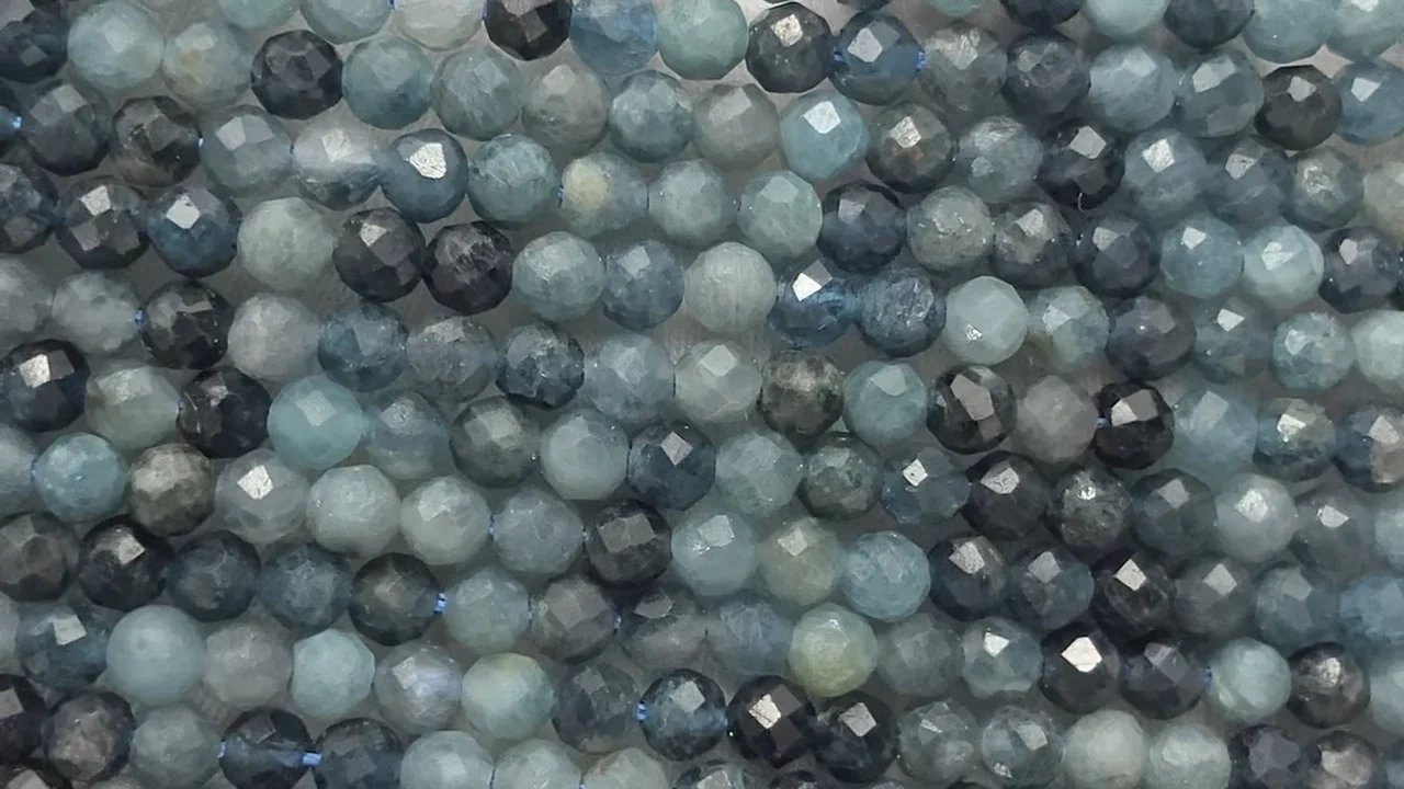 インディゴライトトルマリン ラウンドカット3.5mm 1連｜天然石ビーズの