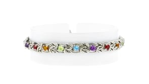 3.00 ct. t.w. Multi-Gemstone Byzantine Bracelet in Sterling Silver