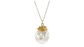13mm Cultured Coin Pearl Necklace in 18kt Gold Over Sterling