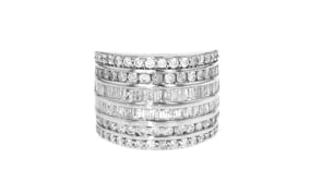 3.00 ct. t.w. Baguette and Round Diamond Multi-Row Ring in Sterling Silver