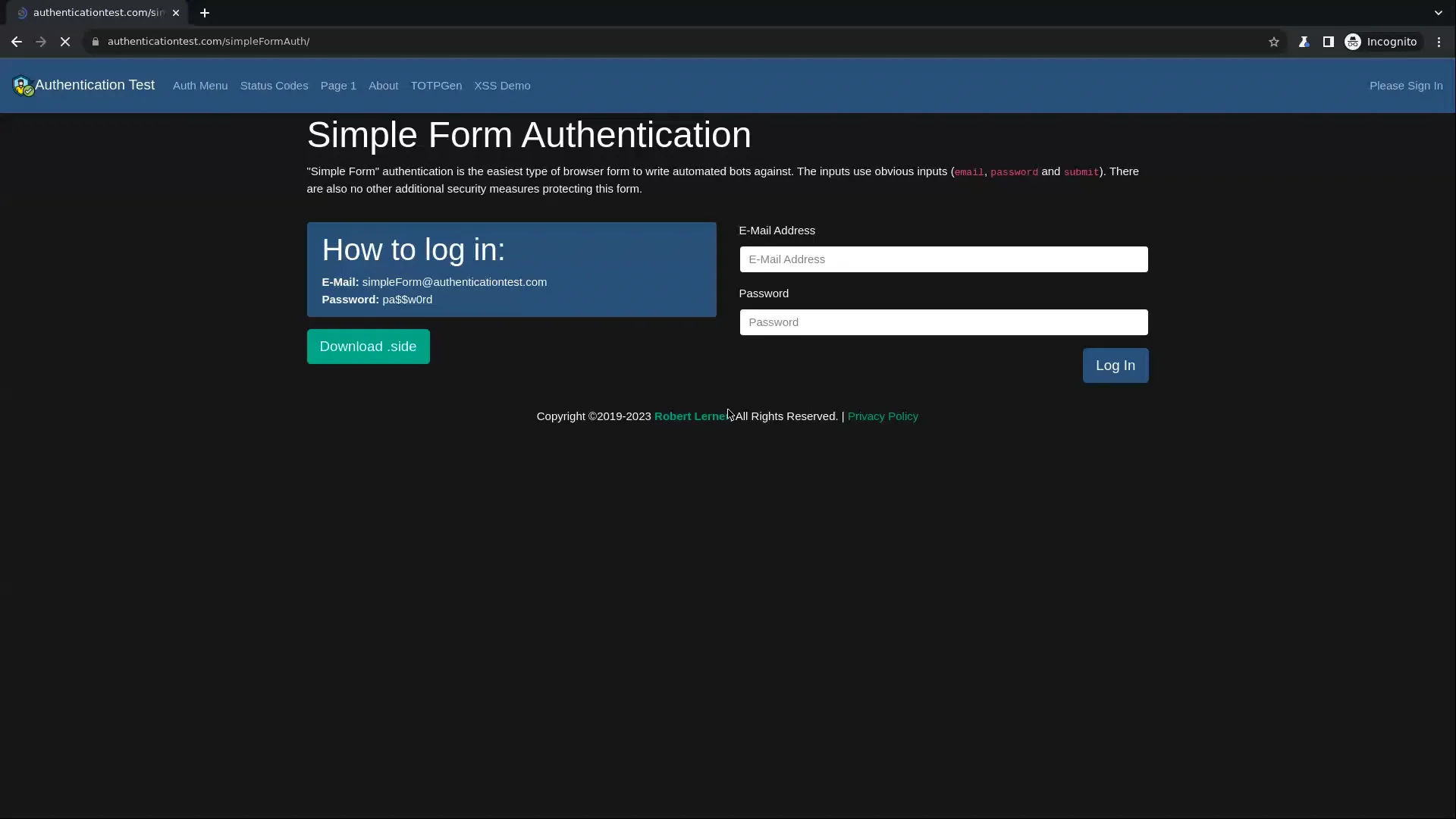Testing Authentication on Vimeo