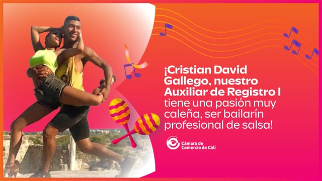 ¡Cristian David Gallego, nuestro Auxiliar de Registro I tiene una pasión muy caleña, ser bailarín profesional de salsa!