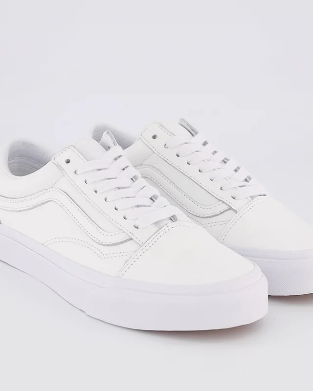 White leather old skool cheap vans womens