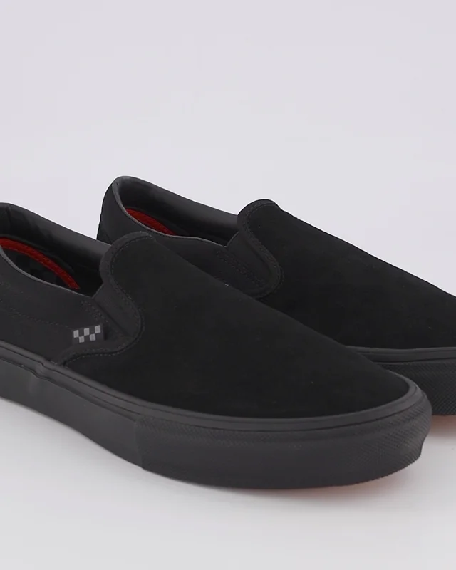 Black suede vans outlet slip on