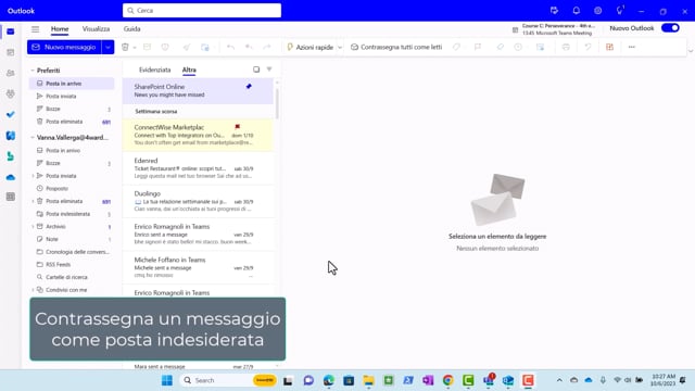 W1-3-9 Contrassegna un messaggio come posta indesiderata