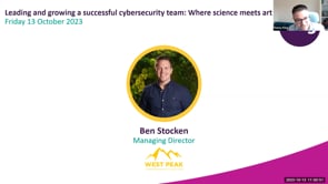 Friday 13 October 2023 - Leading and growing a successful cybersecurity team: Where science meets art