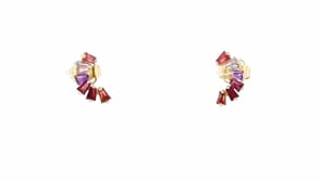 1.30 ct. t.w. Multi-Gemstone Curved Stud Earrings in 14kt Yellow Gold