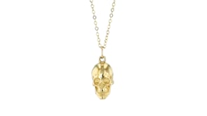 Italian 14kt Yellow Gold Skull Pendant Necklace