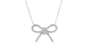 10 ct. t.w. Diamond Bow Necklace in Sterling Silver