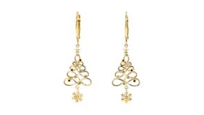 18kt Gold Over Sterling Christmas Tree Snowflake Drop Earrings with Gemstone Accents