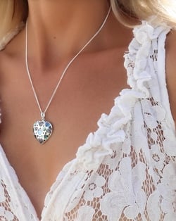 Pendentif coeur nacre abalone et argent 925