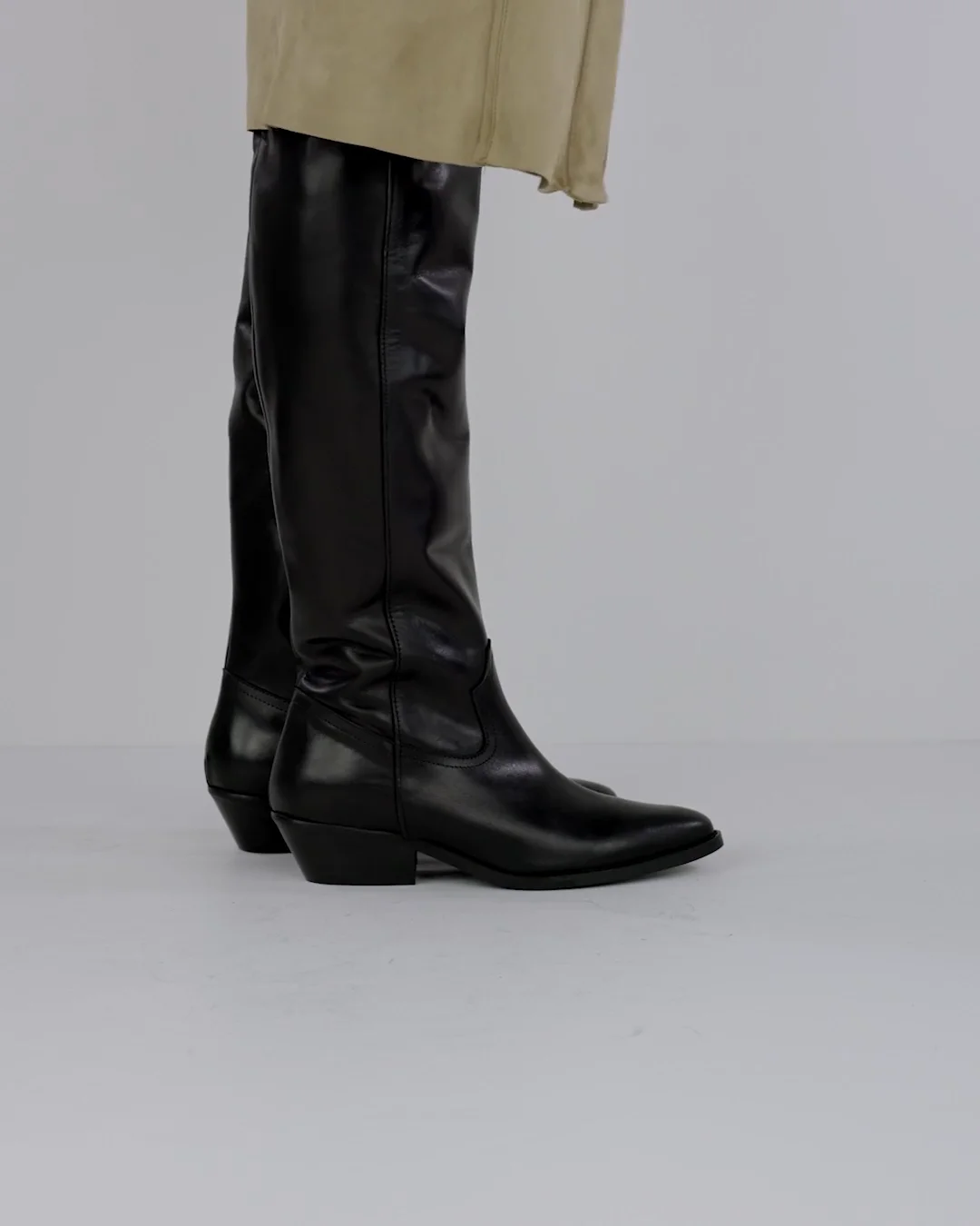 Low heel boots woman heel cm black leather Barca Stores