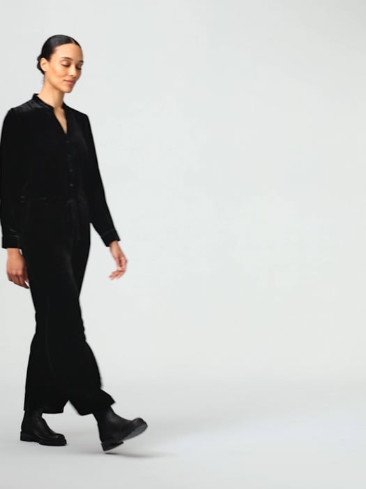 Velvet Band Collar Jumpsuit