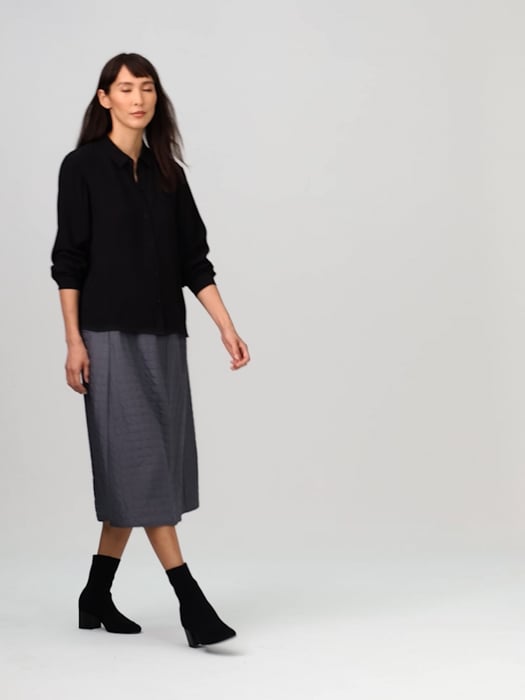 Silk Habutai Quilted A-Line Skirt