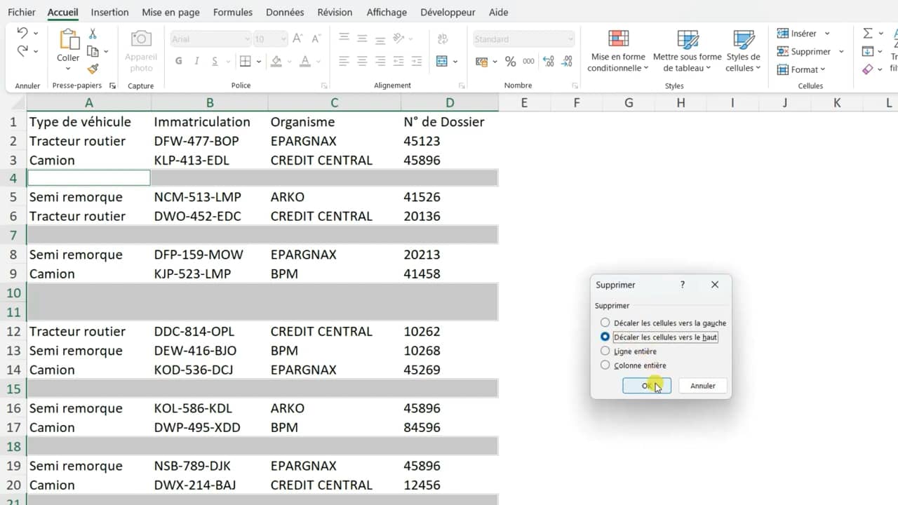EXCEL SUPPRIMER LES LIGNES VIDES DANS UN TABLEAU on Vimeo