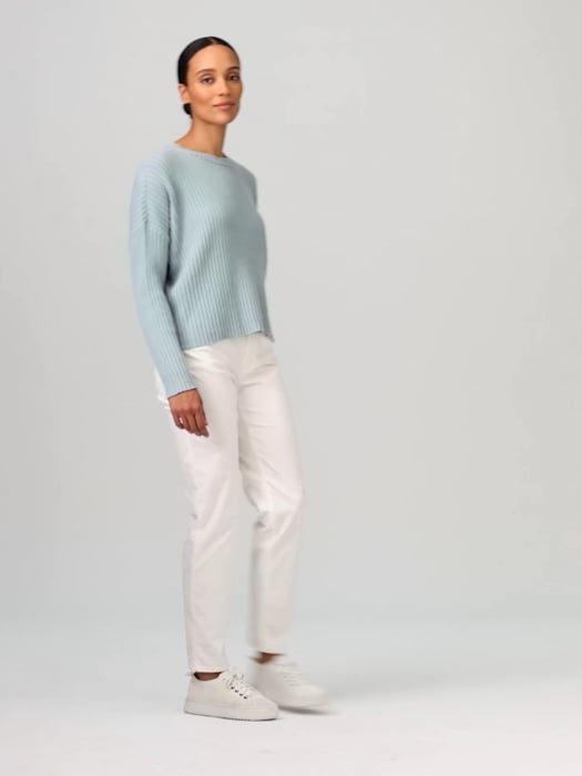 Cotton and Recycled Cashmere Crew Neck Box-Top | EILEEN FISHER