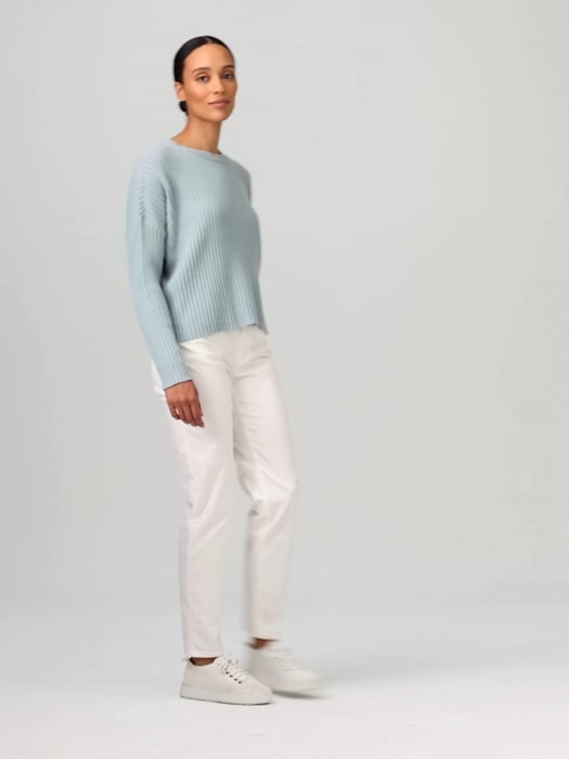 Cotton and Recycled Cashmere Crew Neck Box-Top | EILEEN FISHER