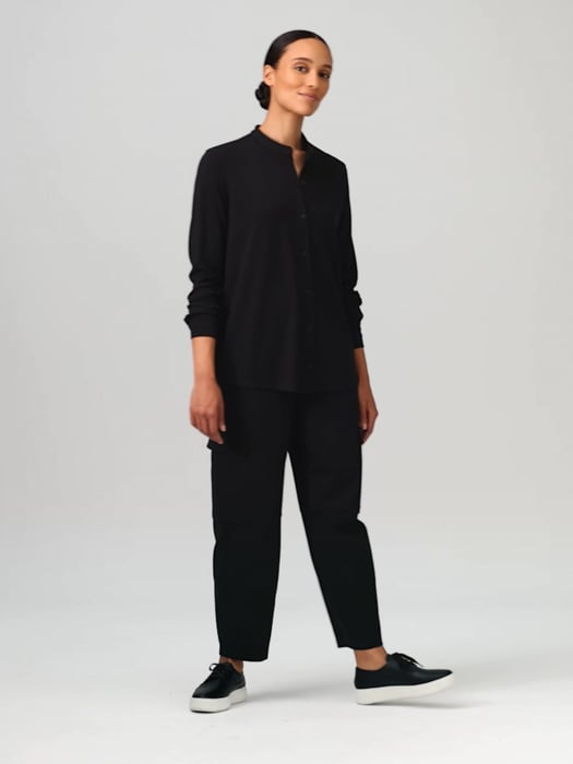 Stretch Jersey Knit Band Collar Shirt | EILEEN FISHER Stretch Jersey Knit Band Collar Shirt | EILEEN FISHER