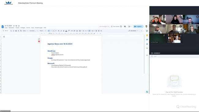 Google Chrome & 3rd Party Cookies, WordPress Updates, Werbung für Events in der Stadt, Verbindungsprobleme bei Google Produkten, ab so vielen Produkten lohnen sich Google Ads mit Michael Klein vom 16.10.23