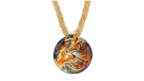 Italian Multicolored Murano Glass Pendant Necklace with 18kt Gold Over Sterling