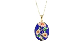 Multicolored Enamel Flower Pendant Necklace in 18kt Gold Over Sterling