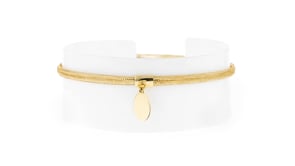 Italian 14kt Yellow Gold Personalized Disc Charm Mesh Bracelet