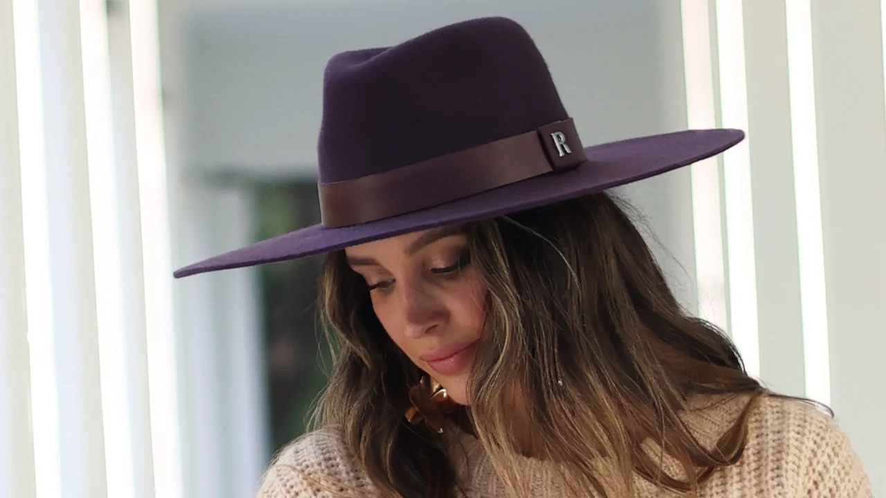 Sombrero Fedora Mujer Ala Ancha en Fieltro de Lana Morado MIRO