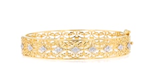 50 ct. t.w. Diamond Filigree Bangle Bracelet in 18kt Gold Over Sterling