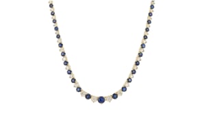8.75 ct. t.w. Sapphire and 1.50 ct. t.w. Diamond Tennis Necklace in 18kt Gold Over Sterling