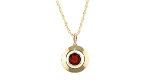 2.30 Carat Garnet Disc Pendant in 14kt Yellow Gold
