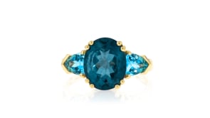 5.40 ct. t.w. Tonal Blue Topaz Three-Stone Ring in 14kt Yellow Gold