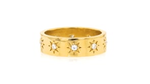 Italian .20 ct. t.w. CZ Starburst Eternity Band in 18kt Gold Over Sterling