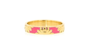 Pink Enamel Floral Eternity Band in 18kt Gold Over Sterling