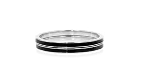 Black Enamel Jewelry Set Two Eternity Bands in Sterling Silver