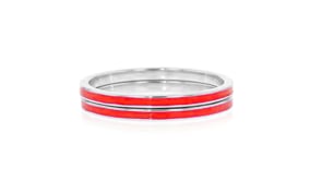 Red Enamel Jewelry Set Two Eternity Bands in Sterling Silver