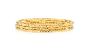 Italian 22kt Gold Over Sterling Jewelry Set Three Hammered Bangle Bracelets