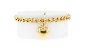 Italian 18kt Gold Over Sterling Puffed Heart Curb-Link Bracelet