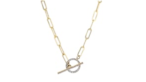 25 ct. t.w. Diamond Toggle Clasp Paper Clip Link Necklace in 14kt Yellow Gold