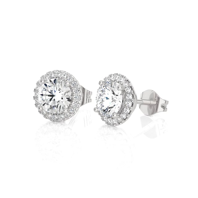 Orecchini a cerchio con diamante da 2,00 carati coltivato in laboratorio in oro bianco
